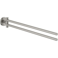 GROHE Start 41183DC0 Towel Rail 439 mm 2-Arm and Swivelling Metal Includes Screws and Dowels Super Steel