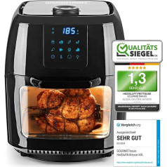 GOURMETmaxx Digital XXL Hot Air Fryer, 9 литров | Жарка без жира, фритюрница, духовка и гриль в одном | Включает вертел для курицы и шампуры для кебаба [1 800 Вт/че