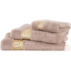 Arle-Living Medusa Hand Towel / Sauna Towel 50 x 90 / 100 x 150 / 100 x 200 cm Finest Cotton / Jacquard Weave / Deep Pile Terry Cloth with Medusa Flat-Embossing and Golden Medusa Border