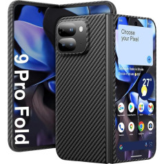 memumi Carbon Case for Google Pixel 9 Pro Fold, 0,5 mm ļoti plāns, īsts, 0,5 mm biezs aramīda šķiedras apvalks [100% aramīda šķiedra] ar militāru aizsardzību pret kritieniem Google Pixel 9 Pro Fold 2024