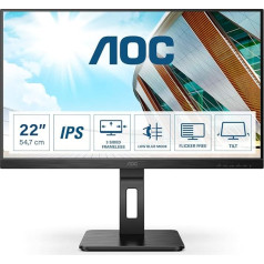 AOC 22P2Q - 22 collu FHD monitors ar regulējamu augstumu (1920 x 1080, 75 Hz, VGA, DVI, HDMI, DisplayPort, USB koncentrators), melns