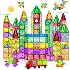 Tiagowell 3D Magnetic Building Blocks, 130 Pieces, STEM Magnetic Toy for Children, Magnetic Blocks, Building Toy, Preschool Awareness Toy for 3 4 5 6 7 8 Year Old Boys and Girls