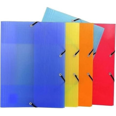 Exacompta 55877E 25er Pack Premium Einschlagmappe Linicolor. Aus transluzentem Kunststoff DIN A4 mit 2 Gummizügen und 3 Klappen farbig sortiert Sammelmappe Dokumentenmappe ideal für Büro und Schule