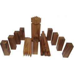 Kubb Viking spēle izgatavota no elegantas, cietas Samena koka masīvkoka ar somu pārnēsāšanai