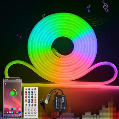 KISUFU 220 V LED lente RGB ar IC neonu, 10 m LED lente ar lietotnes vadību, DIY krāsu maiņas gaismas lente, mūzikas sinhronizācija, neona gaismas lente dzīvojamai istabai, guļamistabai, Ziemassvētku sienu rotājumiem