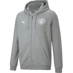 PUMA Manchester City Esentials Vīriešu Zip Hoodie - regulāra piegriezuma sporta jaka ar rūtīm un rāvējslēdzēju ar kapuci