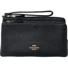 Coach Black Double Zip Wallet Stila numurs C5610, melns