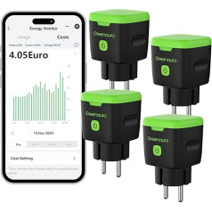 Greenaura WiFi rozete, āra taimeris, āra taimeris, rozete, āra ārējā ligzda, elektrības mērītājs rozetei, Smart Life, viedā rozete, Alexa rozete, 4 gab. komplektā