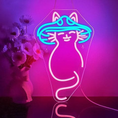 Looklight sēne Cat neona zīme Blue Pink LED neona zīmes Cute Cat neona gaismas USB Dimmable Cat neona zīmes bārs guļamistaba bērnu istaba partija Ziemassvētku dzimšanas diena mākslas dāvana