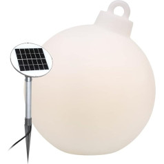 8 gadalaiku dizains Spīdošā Ziemassvētku bumba Saules LED kristāla bumba (33 cm, balta) ar saules paneli un LED spuldzīti silti baltā krāsā, Ziemassvētku rotājumi, ziemas rotājumi, āra un iekštelpu rotājumi