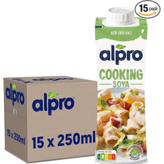 Alpro Cooking Soya Веганские кулинарные сливки из сои с нейтральным вкусом для горячих и холодных блюд - 15 x 250 мл