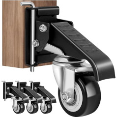 SPACECARE darbagaldu riteņu komplekts 600LB Heavy Duty Quick Release 2 montāžas opcijas Izvelkamie darbagaldu pakāpiena riteņi Regulējami poliuretāna izturīga tērauda konstrukcija 4 Pack