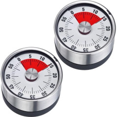 Westmark 2 x Mechanical Magnetic Kitchen Timers, 1-60 Minutes, Stainless Steel/Plastic, Futura, Anthracite/Silver, 109022E3