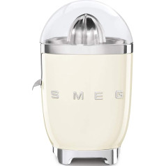 SMEG, elektriskā citrusaugļu sulu spiede CJF11CREU ar pilienu noturīgu izsmidzinātāju un universālu konusu, neslīdošām kājām, nerūsējošā tērauda filtra sietiņš un preses konuss, 70 W, krēmkrāsas krāsā