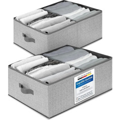 TOPP4u Lielas uzglabāšanas kastes, 50 x 40 x 20 cm, 2 komplekti, liels uzglabāšanas grozs, salokāms uzglabāšanas grozs, skapja organizators, drēbju kastes, skapja kastes, auduma kastes, pelēks/bēšs