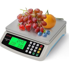 KNSWE Virtuves svari Lieli nerūsējošā tērauda digitālie svari 40 kg ēdināšanas mērīšanai Gaļas desu mērīšanai un tā tālāk Augļu svari ar skaitīšanas tares funkciju Precīzijas svari 1 g LCD displejs un 3 vienības
