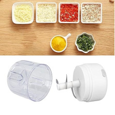 Elektriskais mini ķiploku smalcinātājs, 250 ml bezvadu pārnēsājamais dārzeņu smalcinātājs, ķiploku dzirnaviņas, kartupeļu smalcinātājs, sīpolu smalcinātājs ingveram, čili, augļiem, gaļai utt. White