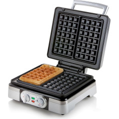 Design waffle iron for fresh Belgian waffles / Brussels waffles Adjustable browning levels Practical baking basket DOMO DO9149W