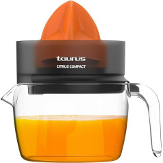 Taurus Citrus Compact elektriskā apelsīnu spiede, dubultā rotācija, īpaši liela sulu spiede, noņemama, var mazgāt trauku mazgājamā mašīnā, kompakta uzglabāšana, nesatur BPA, 800 ml