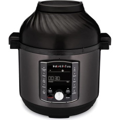 Instant Pot Pro Crisp 11-in-1 elektriskā daudzfunkcionālā plīts - spiediena katls, karstā gaisa fritē, lēnā plīts, tvaicētājs, grils, dehidrators un suus vide iekārta - melns nerūsējošais tērauds, 1500 W, 7,6 L