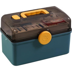 Home Medicine Box Medicīnas uzglabāšanas kaste Liela medicīnas skapja organizators Daudzfunkcionāla uzglabāšanas kaste 2 līmeņu medicīnas lietu organizatora kaste mājai, āra (zila, L)