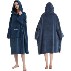 Hiturbo Bathrobe, Unisex One Size Warm Soft Fleece Mogen Coat with Hood for Beach, Swimming Pool, Home