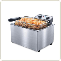 LITTLE BALANCE 8522 Happy Frites XL Twin elektriskā fritēze, noņemams konteiners, 5 l, jauda 3000 W, nerūsējošais tērauds