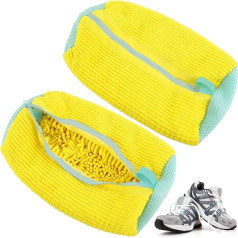 Lets Joy Pack of 2 Apavu mazgāšanas maisiņi, Veļas mazgāšanas tīkla apavi, Veļas mazgāšanas tīkla apavi ar 360° tīrīšanas pūku, Daudzreiz lietojams apavu mazgāšanas maisiņš ar rāvējslēdzēju, Sneaker veļas mazgāšanas maisiņš
