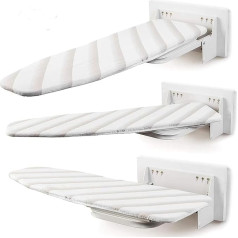 tcatec Ironing Board Wall Mounted Folding Ironing Board Table Top Lap with Fittings Wardrobe Stripe White