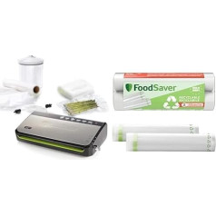 Foodsaver Vakuumiepakotājs pārtikai ar integrētu ruļļu uzglabāšanu, vakuumiepakotājs ar griešanas ierīci un 