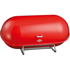WESCO Breadboy maizes kaste ar pagriežamu grozāmo vāku bez grabuļiem sarkanā krāsā, pulverkrāsota tērauda loksnes pārklājumu, ventilācijas atverēm un izturīgu rokturi