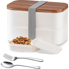 Yalucky Bento Box Pieaugušo japāņu 1600 ml ar nodalījumiem Stackble Lunch Box Leak-Proof Meal Prep kastes Pusdienu kaste pieaugušajiem birojam