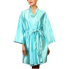 Dolamen sieviešu, vīriešu, vīriešu, Unisex kimono, satīna naktskrekls, halāts, halāts, kimono, negližejs, zīda halāts, brīva pidžama, krūškurvja garums 132 cm, 51,97 collas, lieli izmēri visiem - Lakeblue