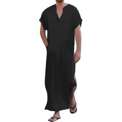 YAOHUOLE Vīriešu pogas uz augšu sānu sadalīt garām piedurknēm Robe Kaftan Thobe ar kabatām ilgi kleita gadījuma krekls