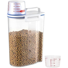 YUANHEHE Cereal Container, Storage Jar, Rice Storage Container, Dog Food, Cereal Jars, Storage Jars, 2 Litre Storage Jar with Measuring Cup for Dry Food, Cereals and Flour, Coffee, 2 L