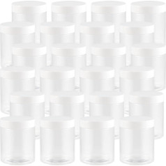 JEUIHAU 24 Pieces 250ml Plastic Storage Jars, Clear Plastic Jars with Lids, BPA Free, Wide Mouth Storage Jars for Slime, Spices, Crafts