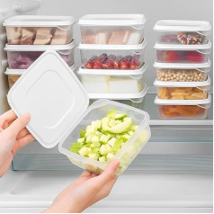 Iwinna Food Storage Containers with Lids - 650ml Meal Takeaway Containers, Pack of 10 Plastic Fridge Organisers, Clear Containers, Reusable Storage Boxes for Kitchen,