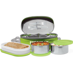 Milton Executive Lunch Box Soft Insulated Tiffin Box (2 SS konteineri, 1 mikroviļņu krāsnī drošs konteiners), zaļš