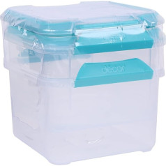 Decor Large Food Containers | Pack of 2-2 x 1.4L | Reusable Airtight Plastic Food Containers | Fresh Sealing Clips | Microwave Safe | 1.4L Capacity