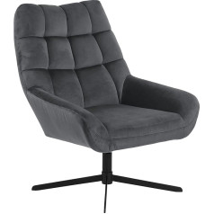 ‎Ac Design Furniture AC Design Furniture Pareesa atpūtas krēsls ar grozāmo funkciju, tumši pelēks pārvalks un melnas tērauda kājas, mūsdienīga stila polsterēts krēsls, dzīvojamās istabas mēbeles, W: 73 x H: 88 x D: 82 cm