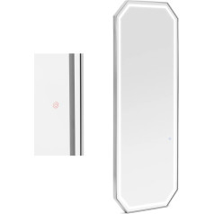 Frizētavas konsoles spogulis ar LED apgaismojumu astoņstūra 180 x 70 cm - sudraba krāsā