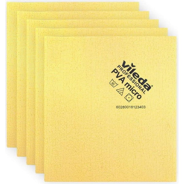 Vileda Professional PVA mikrošķiedras lupatiņa | Universāla tīrīšanas sūklis | Spīdīgi rezultāti bez svītrām | Sintētiskā zamšādas āda | Ideāli piemērota cietām virsmām | Gluda