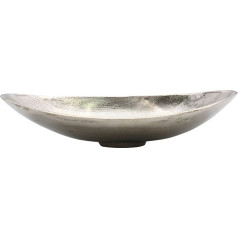 Dekohelden24 Dekoratīvs trauks / uzkodu trauks sudraba krāsā, ovāls, modernas formas, metāla ar pamatni Izmēri (garums x platums x augstums) apm. 13 x 30 x 6 cm