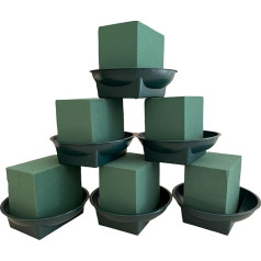 Silk Flower Warehouse 6 x Wet Cube Floral Foam Flower Blocks with Water Bowls - Oasis Sponge Block for Weddings & Florists Flower Arrangements - Perfect for Fresh Flowers and DIY Craft Supplies