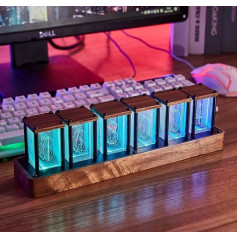 ClocTeck LED Nixie pulkstenis, digitālais Nixie Tube pulkstenis, Nixie Tube pulkstenis un WiFi sinhronizācija, modinātājs un 12/24 stundu displejs, nav nepieciešama montāža - retro dāvana draugiem