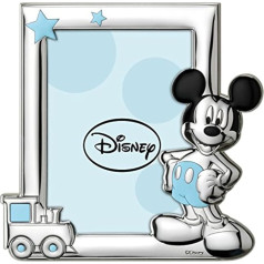 Disney Baby foto rāmītis stāvošai fotogrāfijai - sudraba krāsā - ideāli piemērots bērnistabas naktsgaldiņam - ideāli piemērots kā kristību vai dzimšanas dienas dāvanas ideja - Mickey Mouse dizains