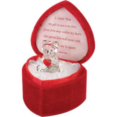Mīlestības sirds Teddy Bear Sarkana svētku sirds dāvanu kaste Stikla dāvana Girlfriend Boyfriend BF GF sieva Ziemassvētki Valentīna diena (Es tevi mīlu)