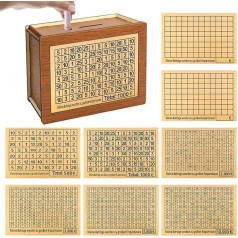 Brelet japāņu koka naudas kaste naudas kaste naudas kaste Vintage Goalsaverbox naudas kaste naudas kaste naudas kaste ar 8 mērķiem 500 1000 2000 2000 3000 3000 5000 10000 palīdzēt bērniem un pieaugušajiem ietaupīt