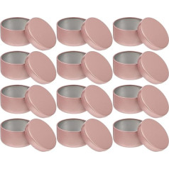 Operitacx 12 sveču burku iepakojums Ceļojumu uzglabāšanas burkas Sveču izgatavošanas burkas Metāla trauki ar vākiem Vintage Candy Black Sveču turētājs Mazas burkas Metāla apaļas skārda sastāvdaļa Alumīnijs