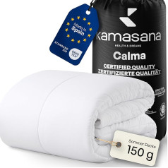 KAMASANA Calma sega 200 x 155 cm 150 g kokvilnas pildījums ar kaklasaitēm segu apvienošanai